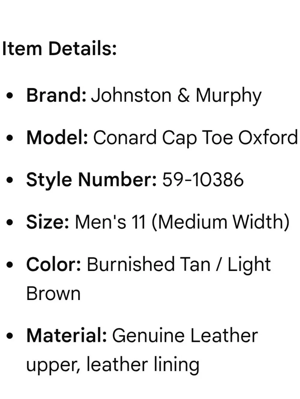 Johnston & Murphy Men's Tan Leather Wingtip Oxfords